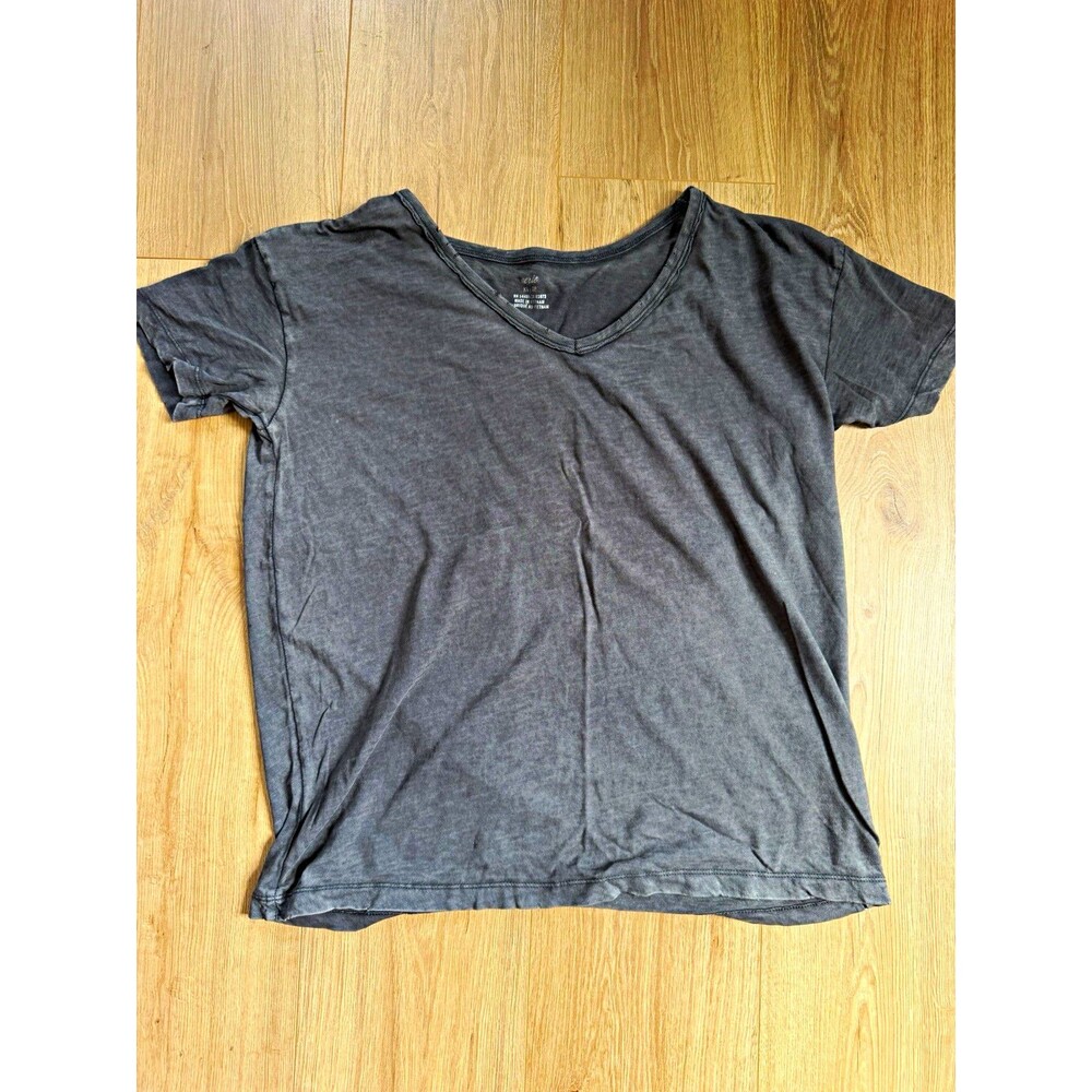 Aerie Oversized Distressed Women's Gray V-Neck Short Sleeve Pullover T-Shirt XS